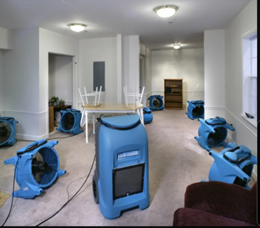 Air movers and dehumidifier setup for Water Extraction & Removal in Cave Spring
